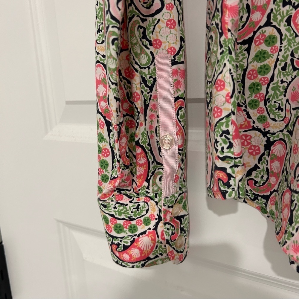 Vineyard Vines Paisley Button-Up Top Size 12 - Picture 4 of 8